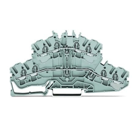 2002-2401, BORNERA DE PASO 2.5MM2, 2 PISOS, SECCION (1-2.5)MM2/(18-14)AWG, 24A 800V, CONEX. PUSH IN CAGE CLAMP, GRIS