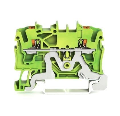 2202-1207, BORNERA DE PASO 2.5MM2, SECCION (1-4)MM2/(22-12)AWG, CONEX. PUSH-IN CAGE CLAMP, VERDE/AMARILLO