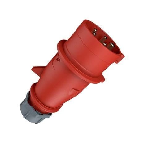 4, ENCHUFE INDUSTRIAL 32A 3P+N+T 415V, COLOR ROJO 6H, IP44